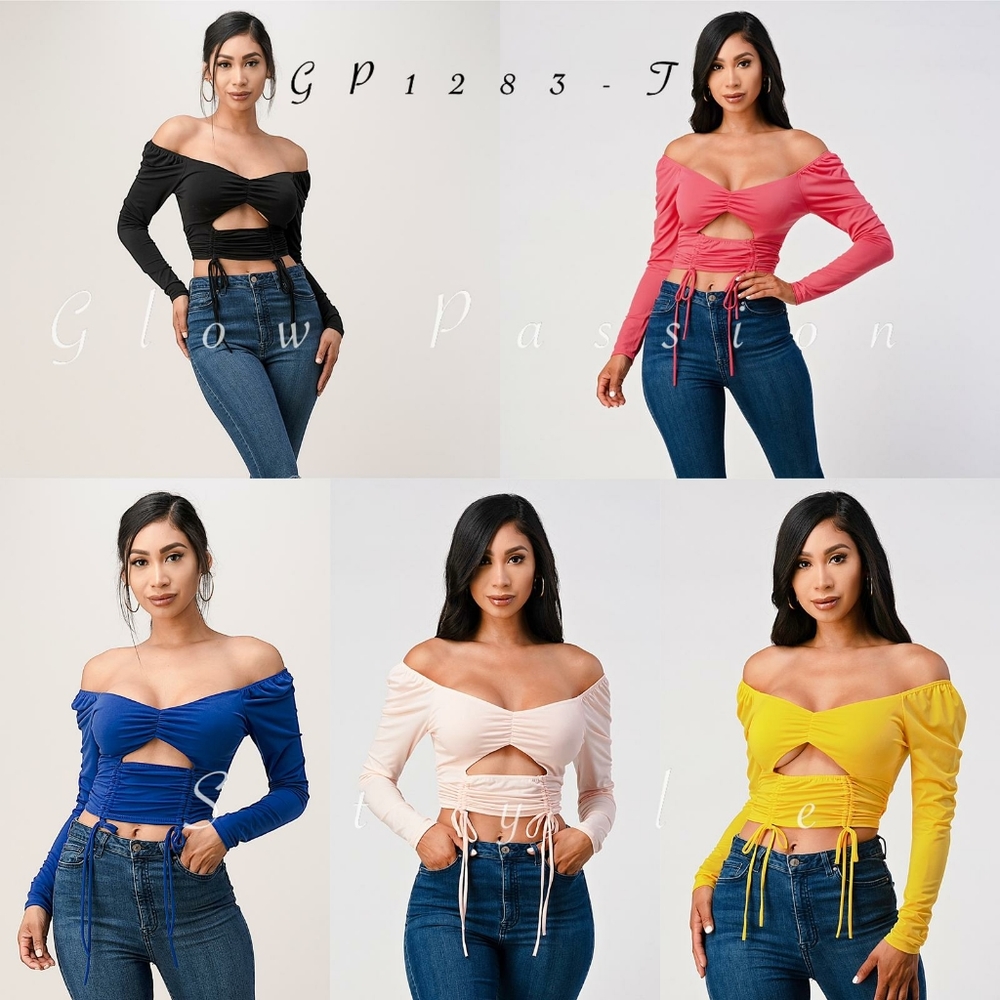 Double scrunch open crop top